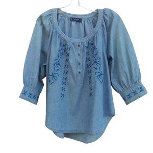 Lucky Brand boho chambray blouse sz XS NEW